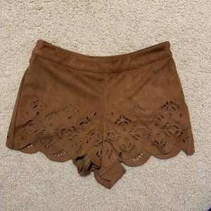 Forever 21 tan scalloped shorts
